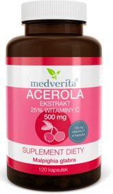 Acerola-Extrakt 25 % 500 MG 120 Kapseln MEDVERITA - Biogo.de